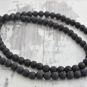 Mens Beaded Necklace 6mm Lava Stone Necklace Diffuser Necklace Mens Necklace Boyfriend Birthday Gifts for Son Gift Husband Gift image 2
