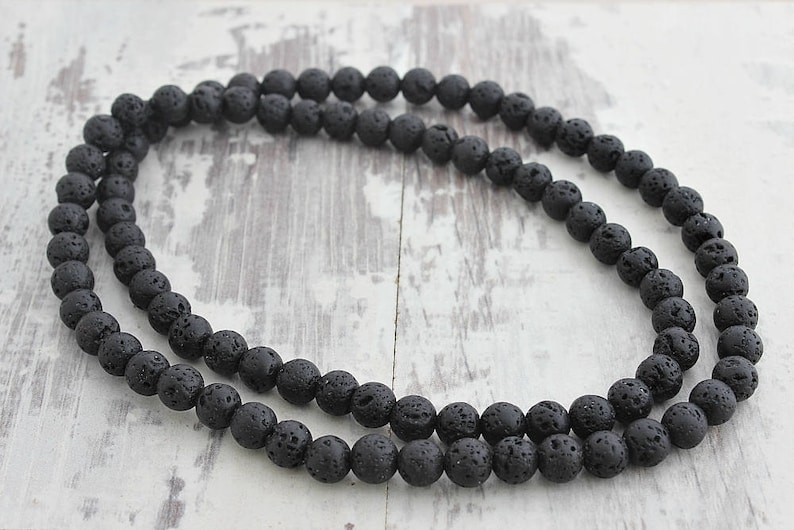 Mens Beaded Necklace 6mm Lava Stone Necklace Diffuser Necklace Mens Necklace Boyfriend Birthday Gifts for Son Gift Husband Gift image 2