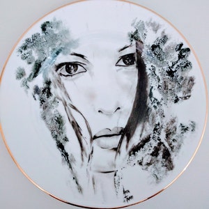 porcelain plate/hand painted/art/home decor/display/gift item/  wife christmas gifts, husband christmas gifts