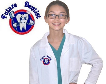 Kids Doctor Lab Coat with Future Dentist Embroidery Design
