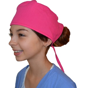 Pink Scrub Cap for Kids, Surgical Caps, Nurse Doctor Hat, Surgeon Cap, Solid Color, for little Doctors and Nurses