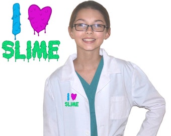 Kids Slime Lab Coat with Embroidery Design