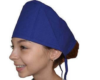 Royal Blue Scrub Cap for Kids, Surgical Caps, Nurse Doctor Hat, Surgeon Cap, Solid Color, Blue, for little Doctors and Nurses