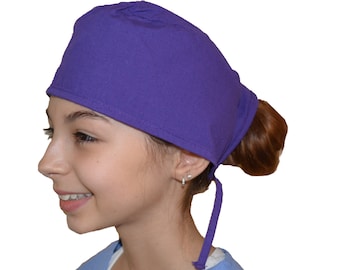 Purple Scrub Cap for Kids, Surgical Caps, Nurse Doctor Hat, Surgeon Cap, Solid Color, Purple, for little Doctors and Nurses