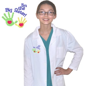 Kids Lab Coat with Big Sister Hands Embroidery Design