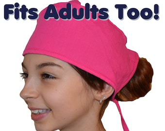 Pink Scrub Cap for Kids, Surgical Caps, Nurse Doctor Hat, Surgeon Cap, Solid Color, for little Doctors and Nurses