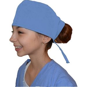 Ceil Blue Scrub Cap for Kids, Surgical Caps, Nurse Doctor Hat, Surgeon Cap, Solid Color, for little Doctors and Nurses