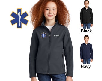 Chaqueta paramédica personalizada para niños, diseño de estrella, nombre bordado, abrigo para niños, ropa médica para niños, médico fingido, caparazón suave y cálido