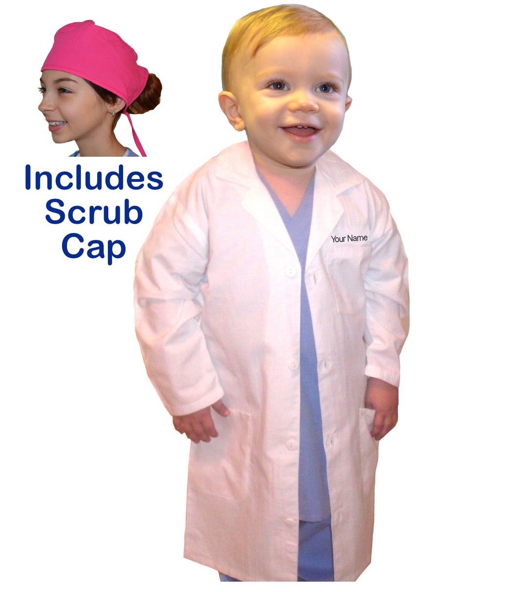 Toddler Lab Coat With Scurb Cap and Personalized Embroidery Etsy