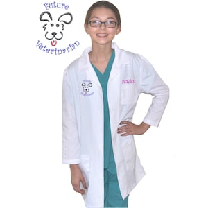 Embroidered Personalized Kids Veterinarian Lab Coat for little Doctors and Nurses