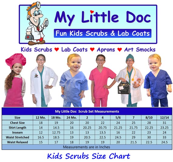 Ceil Blue Kids Scrubs With Royal Blue Stethoscope For Little Doctors And Nurses