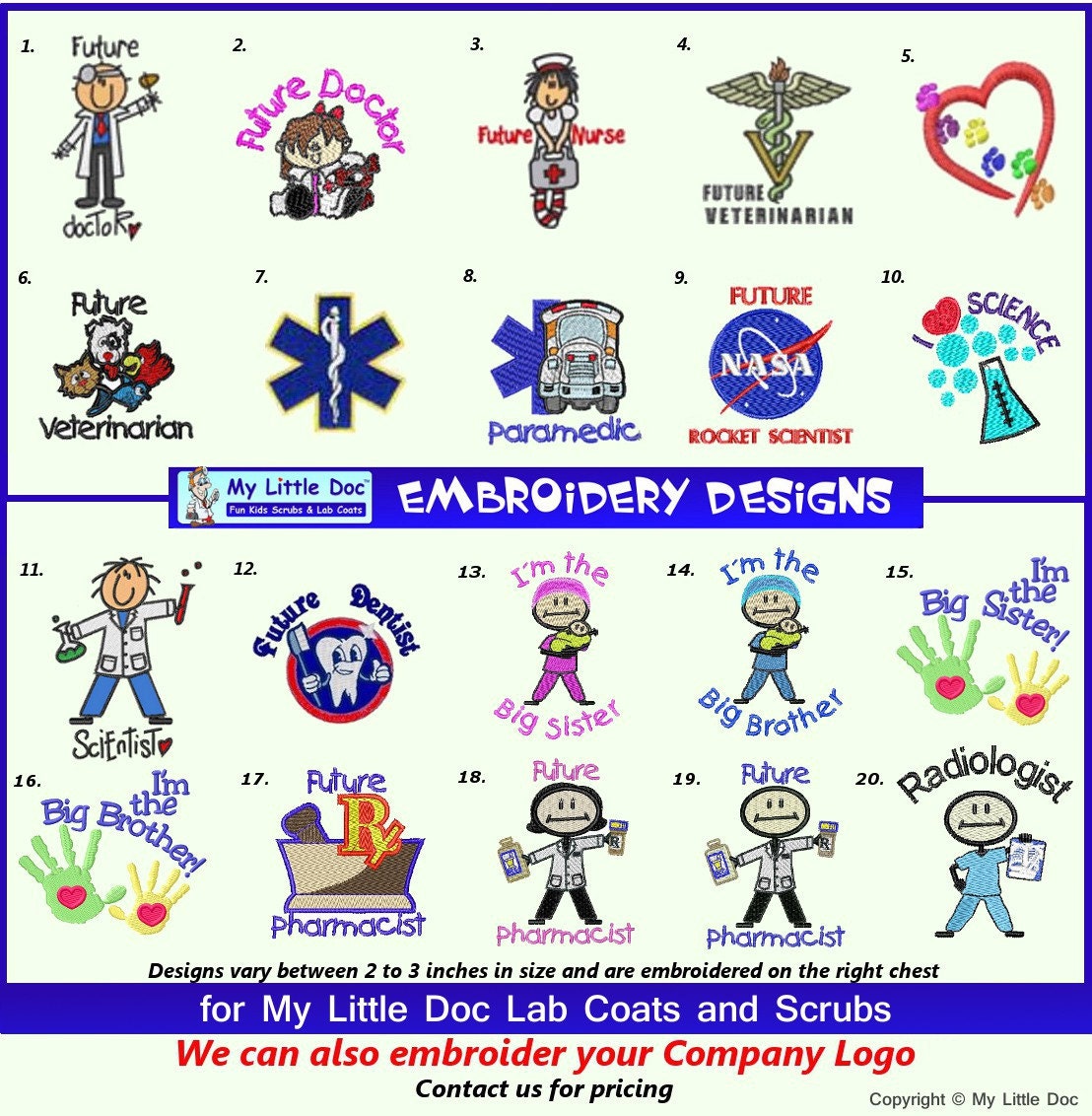 Embroidered Personalized Kids Lab Coat for Little Doctors and