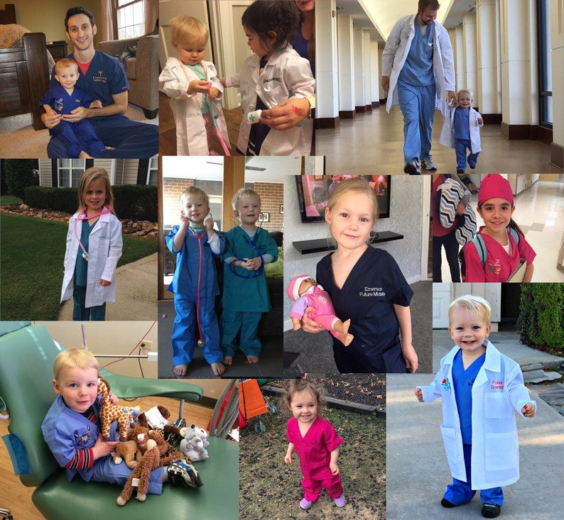Kids Engineer Lab Coat with Little Engineer Blocks Embroidery Design