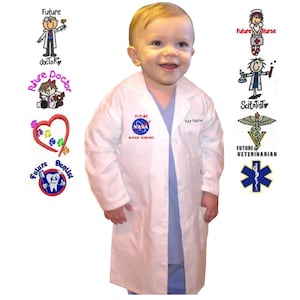 Toddler Lab Coat with Personalized Embroidery and Embroidery Design
