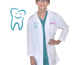 Buy Personalized Kids Dentist Lab Coat With Tooth Embroidery