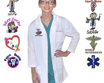 Embroidered Personalized Kids Lab Coat for little Doctors and Nurses