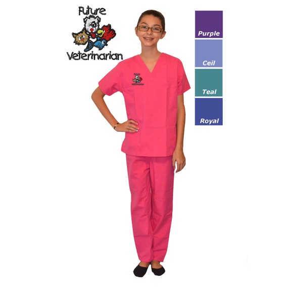 Kids Veterinarian Scrubs With Animals Embroidery Design - Etsy