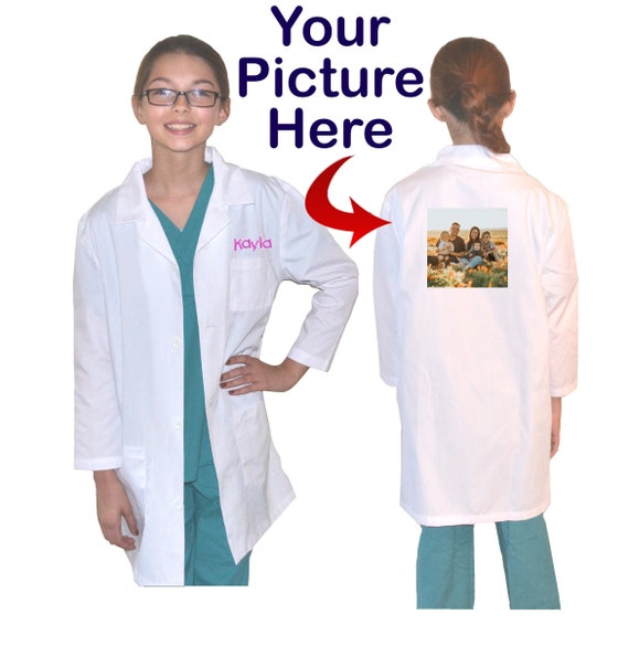 Bata de laboratorio personalizada para niños doctor con una imagen impresa  grande en la espalda, la escuela, la ciencia, la enfermera, el veterinario  -  México