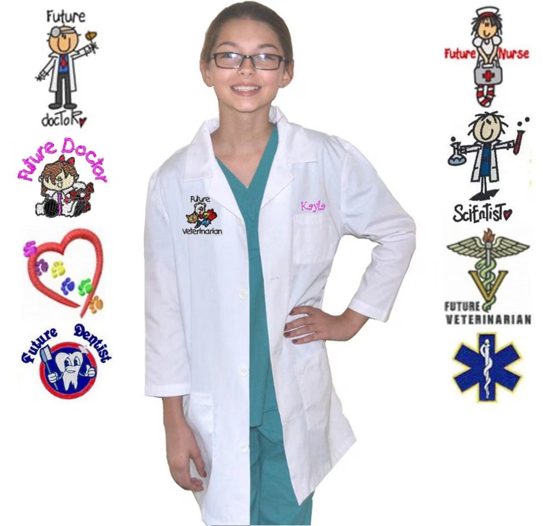 Buy Embroidered Personalized Kids Lab Coat for Little Doctors and Nurses,  Kids Veterinarian Coat, Kids Dentist Coat, Halloween Costume Online in  India