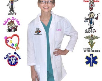 Embroidered Personalized Kids Lab Coat for little Doctors and Nurses, Kids Veterinarian Coat, Kids Dentist Coat, Halloween Costume