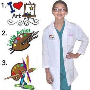 Kids Art Smock Coat Embroidered Personalized for little Artists, School Smock, Art Class Smock, School Smock, Student Gift