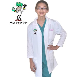 Kids Mad Scientist, Personalized Lab Coat, Halloween Costume, Crazy Professor, Science Gift