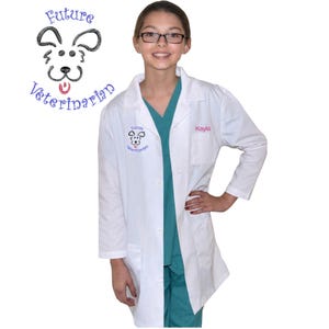 Embroidered Personalized Kids Veterinarian Lab Coat for little Doctors and Nurses