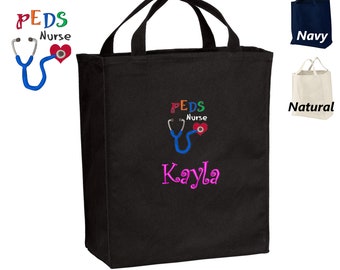 Bolsa de médico para niños personalizada, diseño de enfermera de pediatría, nombre bordado, juguete médico para niños Dr. Bag para niños, regalo de médico fingido, bolso para niños pequeños