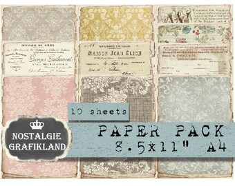 Digital collage sheet 5 circles and 2 backgrounds Instant download. 4 cards Botanical Garden Scrap Kit Set of 2 tags