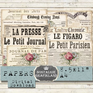 Alte Zeitschriften digital Papiere Paper Pack Instant Download collage sheet Shabby Chic Journalingl Scrapbooking Decoupage PPH006