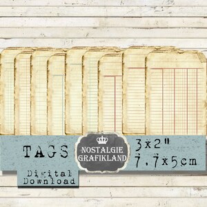Ledger Tags printable Old Ephemera Vintage Journaling Register Embellishments Add on Instant Download digital collage sheet T173