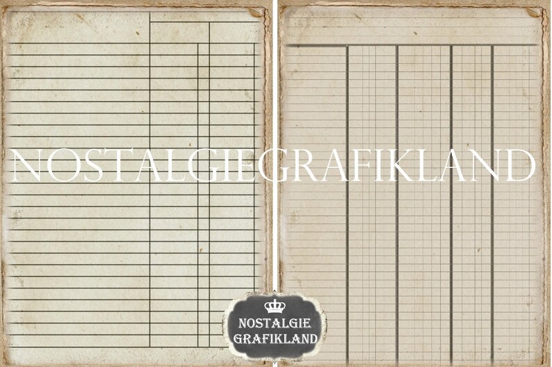 Old Ledger Papers Vintage Paper Pack Printable Antique Ledgers Etsy