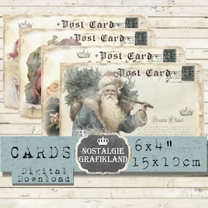 Babbo Natale digitale Babbo Natale stampa Cartoline invernali Journaling 6x4 pollici stampabile Scarica il foglio collage digitale D186