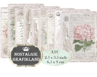 French Ephemera Lace Shabby Chic printable Journals ATC Embroidery Hortensia Flowers digital sheet S180