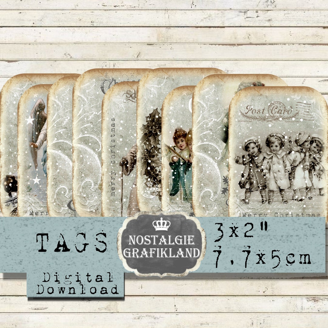 Printable Christmas Tags Shabby Chic Tags Journal Prints Elements ...