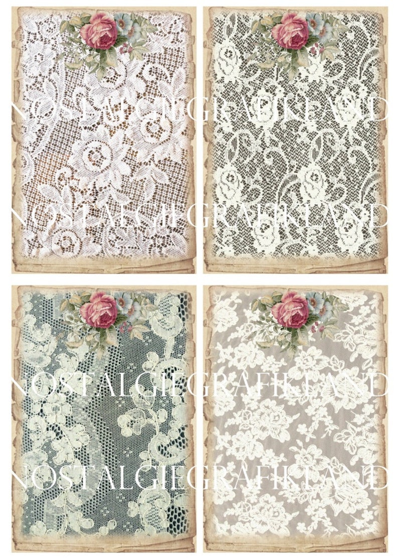 Lace printable Background Cards Scrapbooking Ephemera ...