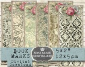 Damask Background  Ephemera Bookmarks printable Journaling Embellishments digital collage sheet Download BM018