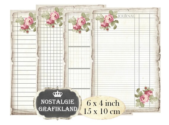 Printable Writing Paper Grid Journal Pages Vintage Ephemera 6 | Etsy