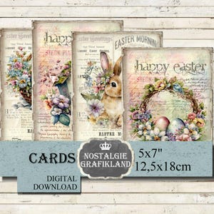 Ostern Osterhasen digital Hasen Decoupage Shabby Chic Bunnies Bunny 18x12,5 cm Instant Download digital collage sheet G080