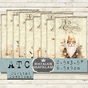 楽しいクリスマス ニュートラル 印刷可能 素朴なカントリー ATC ジャーナリング プリント シャビー シック デジタル シート S130 をダウンロード