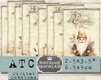 Joyful Christmas Neutral printable Rustic Country ATC Journaling prints Shabby Chic Download digital sheet S130