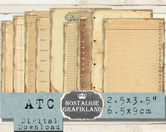 Tattered Ledger Papers Journal Old Tattered Ephemera ATC Vintage French Junk Journals Papers Download digital collage sheet S009