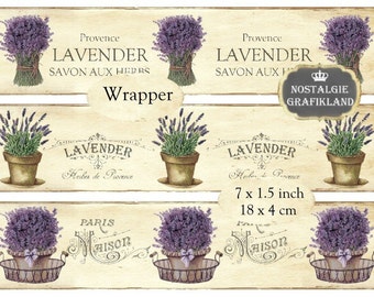 French Lavender Wrapper Provence Instant Download digital collage sheet France Flowers E146