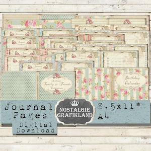 Geburtstagskalendar Shabby Chic Buch Vintage Journal sheets Paper Pack Download digital collage sheet JPB029