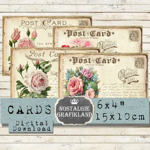 Muttertag digital Postkarten Rosen Glückwunschkarten 15x10 cm Instant Download digital collage sheet D110
