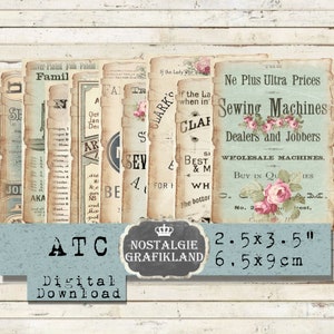 Afdrukbare Ephemera digitale reclame naaien handwerken Naai dagboek stiksels ATC Journaling oude vintage collage blad Download bladen S078