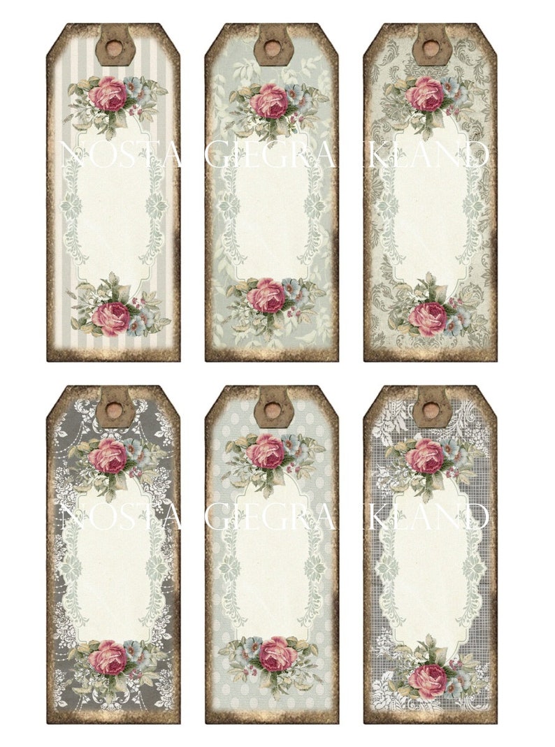 blank labels bookmarks printable shabby chic frames write