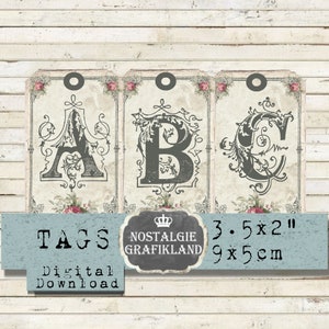 Alphabet digital Buchstaben Monogramm Initialen drucken Decoupage Instant Download digital collage sheet T065