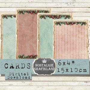 Christmas Background Papers Cards Journaling Journals printable red green 6x4 inch printable Instant Download digital collage sheet D200