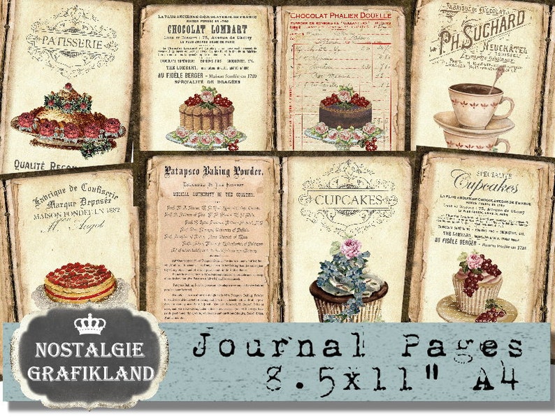 BAKING Recipe Journal Pages Bakery Patisserie Book Cupcakes Etsy